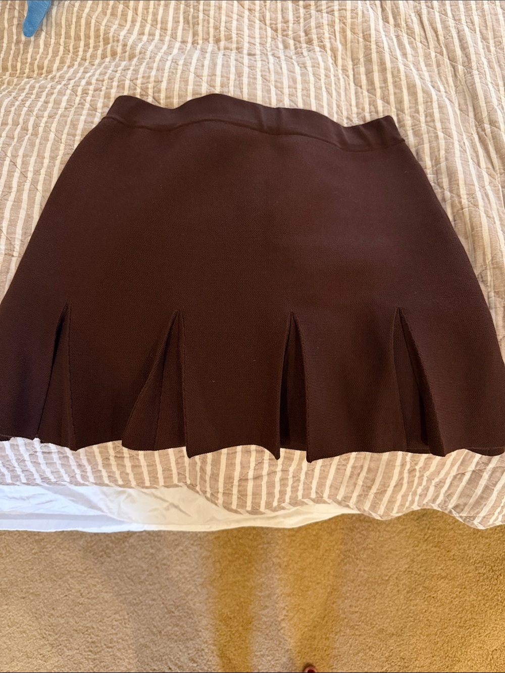 Zara Dark Brown Mini Skirt with Flared Hem Panels